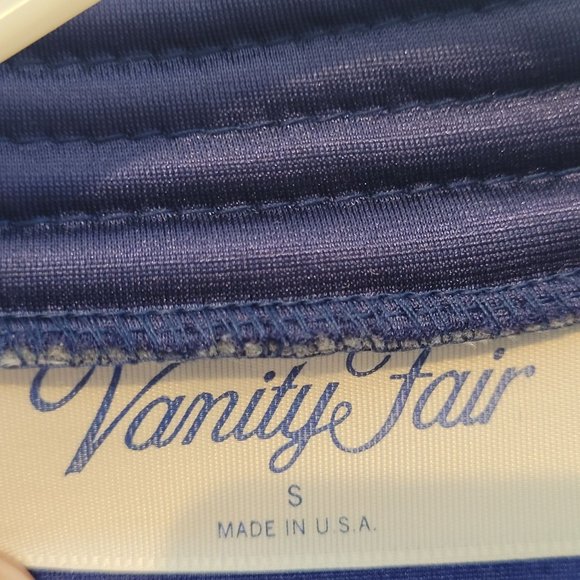 Vintage Vanity Fair Robe Zip Up Navy Blue Size Small Velour Long Sleeve 70s 80s - Picture 7 of 9